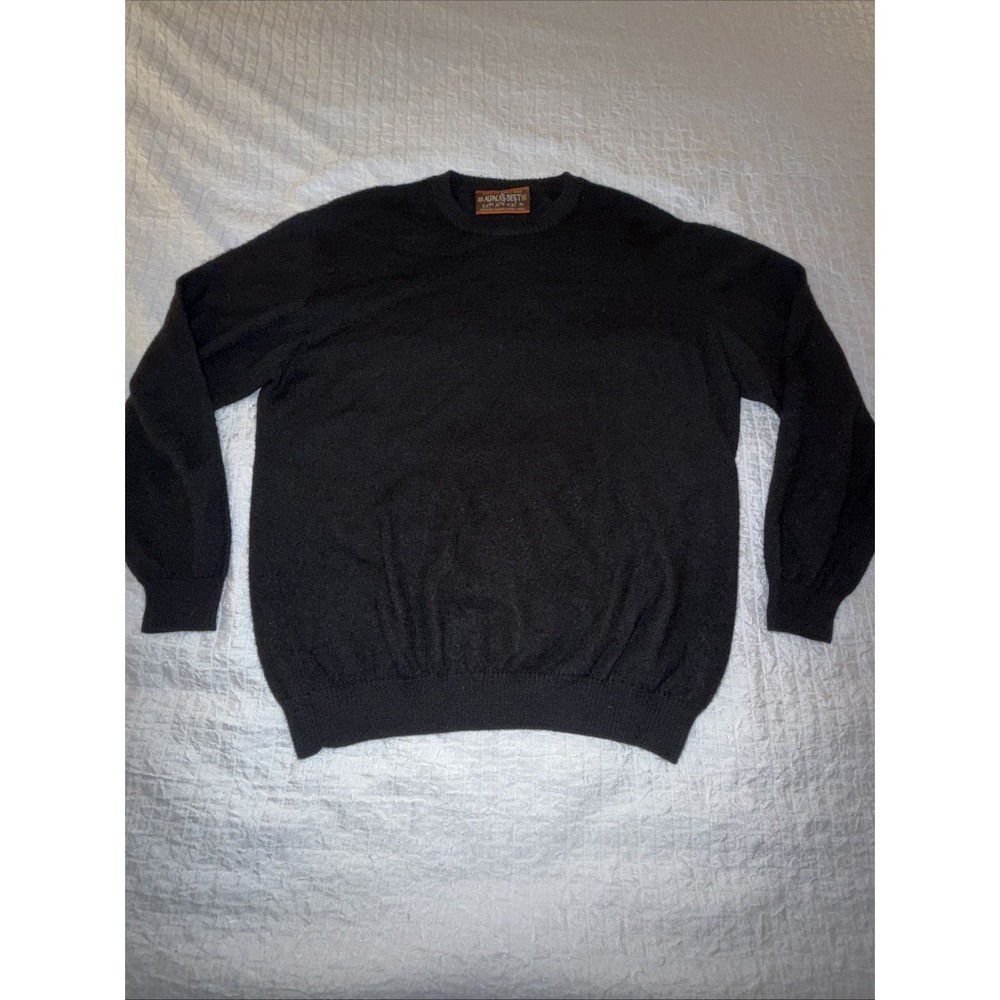 Alpacas Best 100% Baby Alpaca Black Men's XL Sweater Soft Luxurious